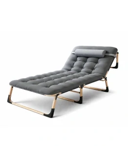 Zahradní skládací lehátko s matrací 180 cm – šedé