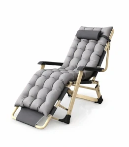 Zahradní skládací lehátko 155 cm gravitační komfortní zahradní relaxační křeslo šedé