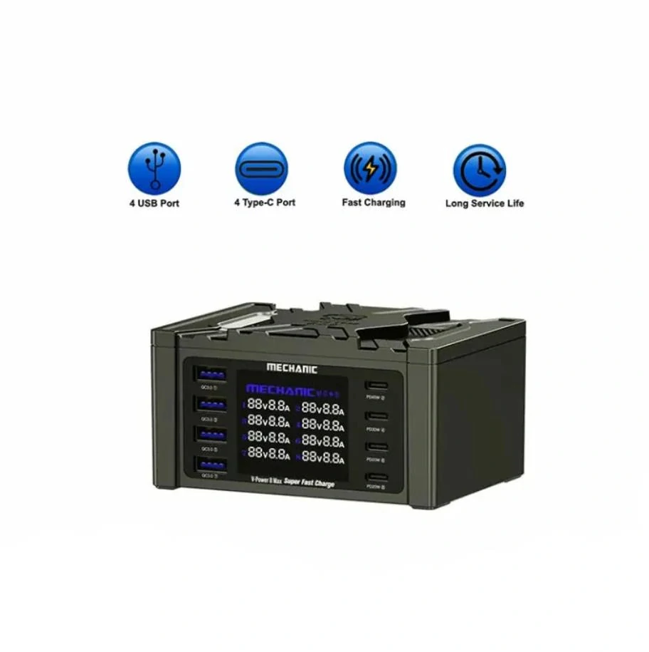 MECHANIC V-POWER 8 Max Profesionální nabíjecí stanice 115 W s 8 porty a bezdrátovým nabíjením