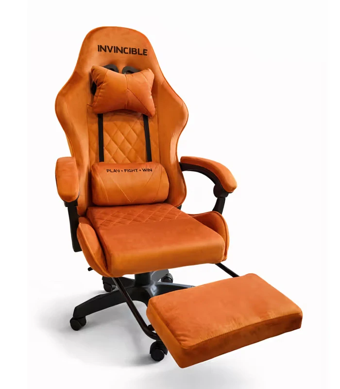Komfortní kancelářské křeslo - Herní křeslo s podnožkou oranžové
