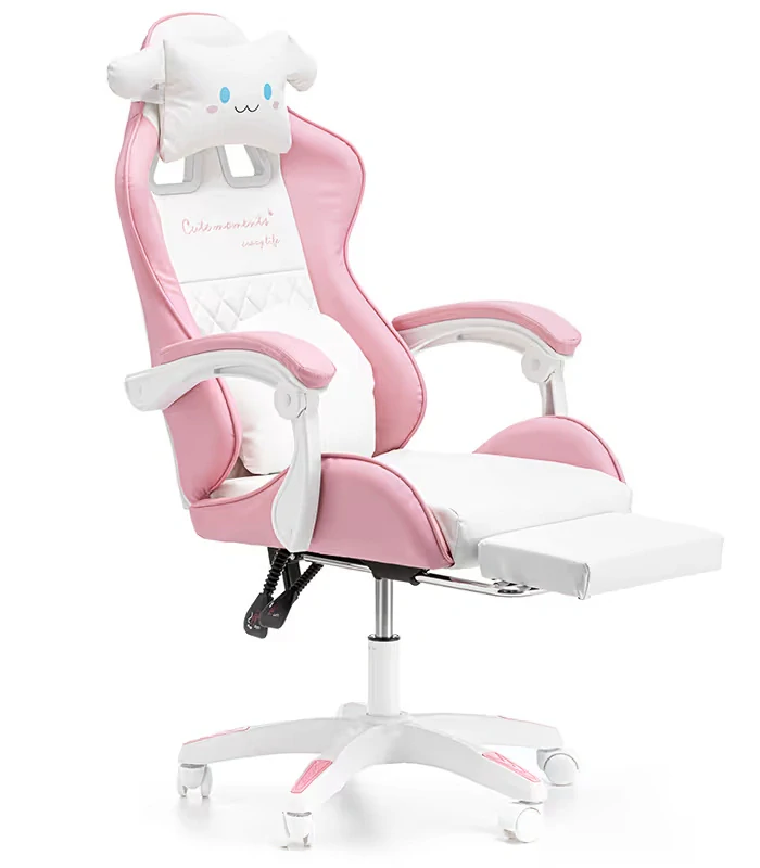 Moderní herní růžové dívčí křeslo masážní 