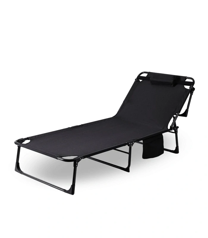 Zahradní skládací lehátko s matrací 180 cm černé