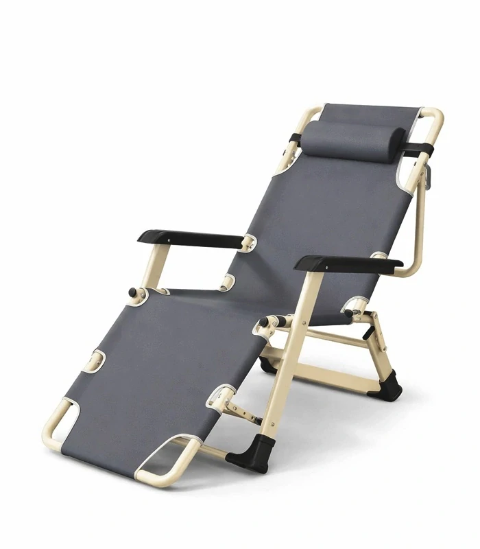 Zahradní skládací lehátko 155 cm gravitační komfortní zahradní relaxační křeslo šedé