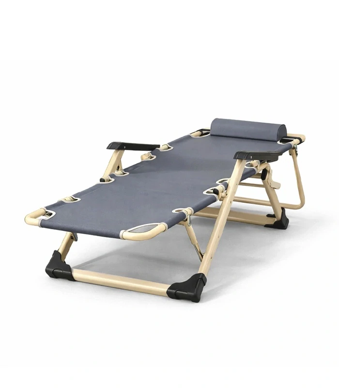 Zahradní skládací lehátko 155 cm gravitační komfortní zahradní relaxační křeslo šedé