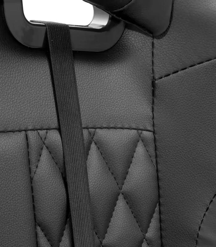 Prošívané kancelářeské křeslo masážní- herní židle s opěrkou na nohy černá