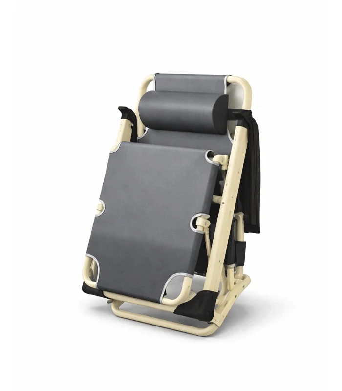 Zahradní skládací lehátko 155 cm gravitační komfortní zahradní relaxační křeslo šedé