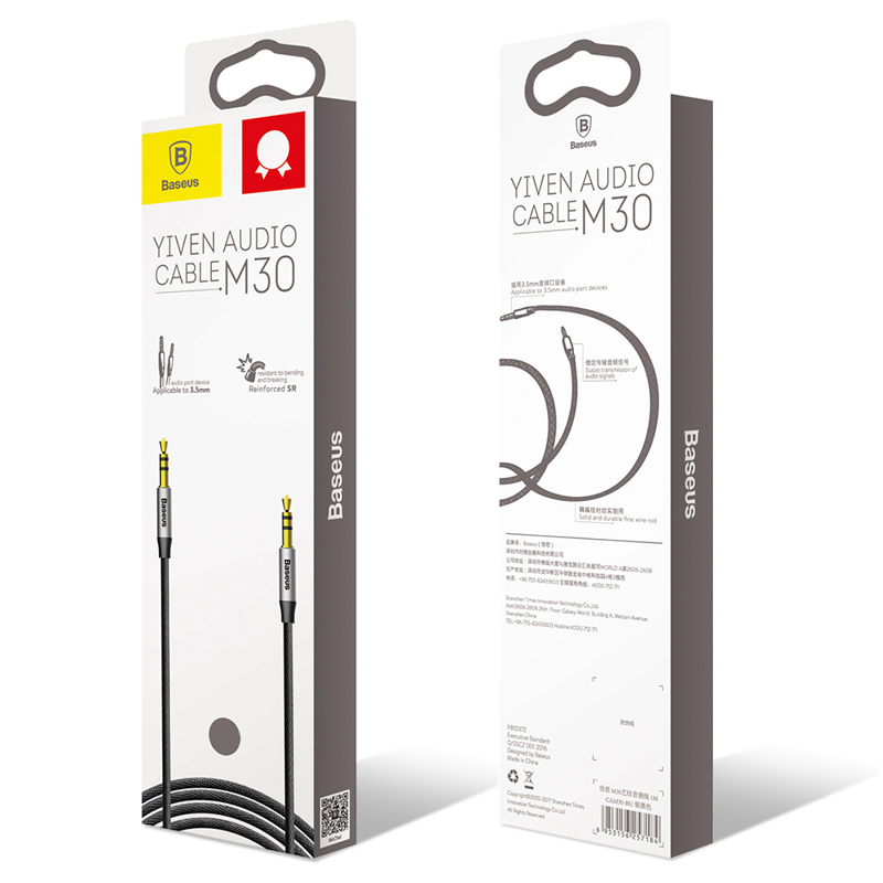 Kabel jack-jack Baseus Yiven Audio M30 1,5m stříbrno - černý