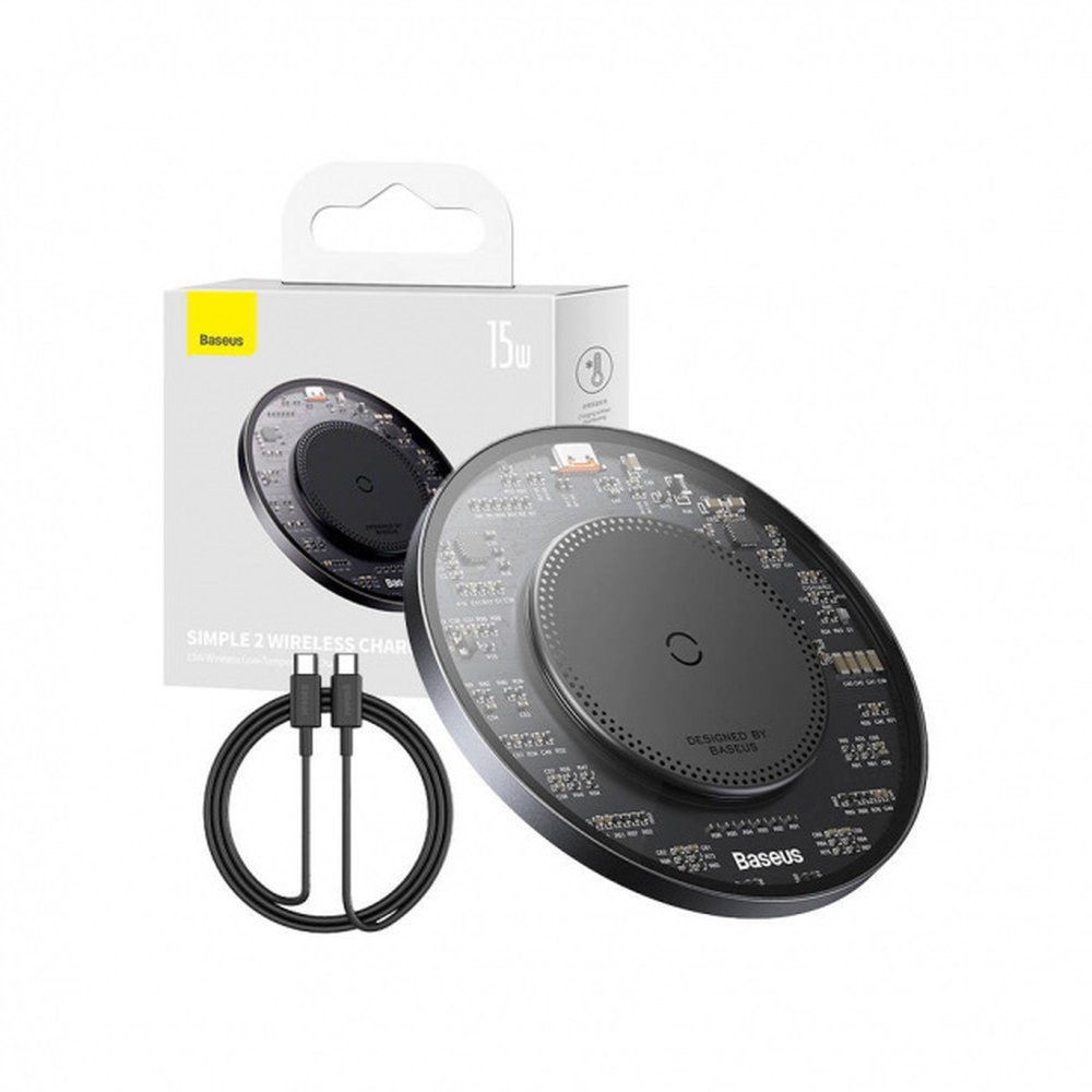 Baseus Indukční nabíječka BS-W530 15W + USB akbel C - USB kabel C 24w 1m černý