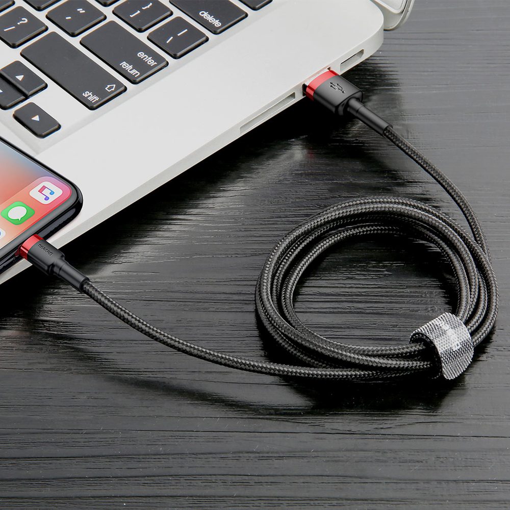 Baseus kabel USB iPhone QC3.0 1.5A 2m černo-červený Calklf-C19