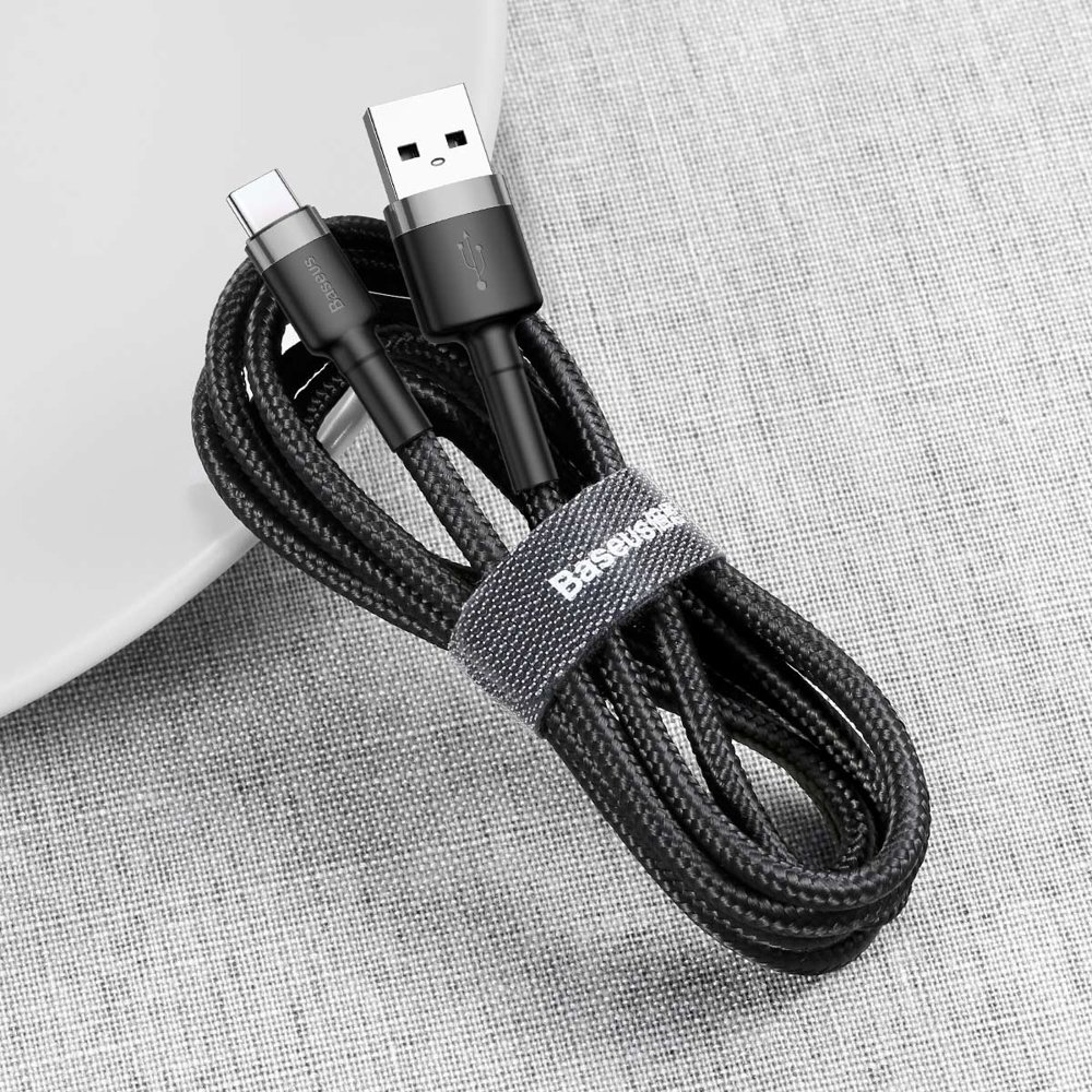 Kabel nylonový Baseus USB / USB-C QC3.0 2A 3M černý CATKLF-UG1