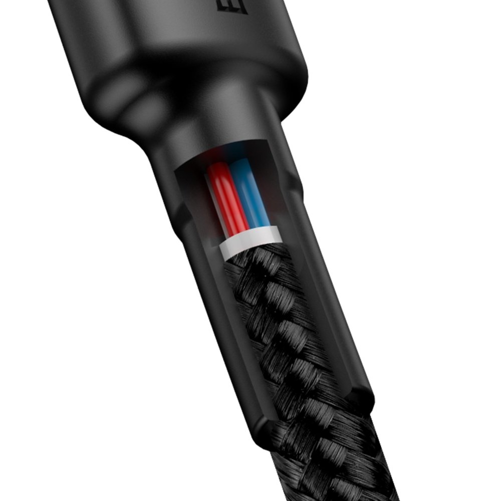 Nylonový kabel Baseus kabel USB-C PD / USB-C PD PD2.0 60W 20V 3A QC3.0 2M černý (CATKLF-HG1)