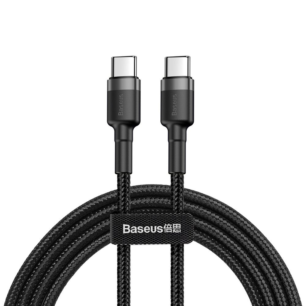 Nylonový kabel Baseus kabel USB-C PD / USB-C PD PD2.0 60W 20V 3A QC3.0 2M černý (CATKLF-HG1)