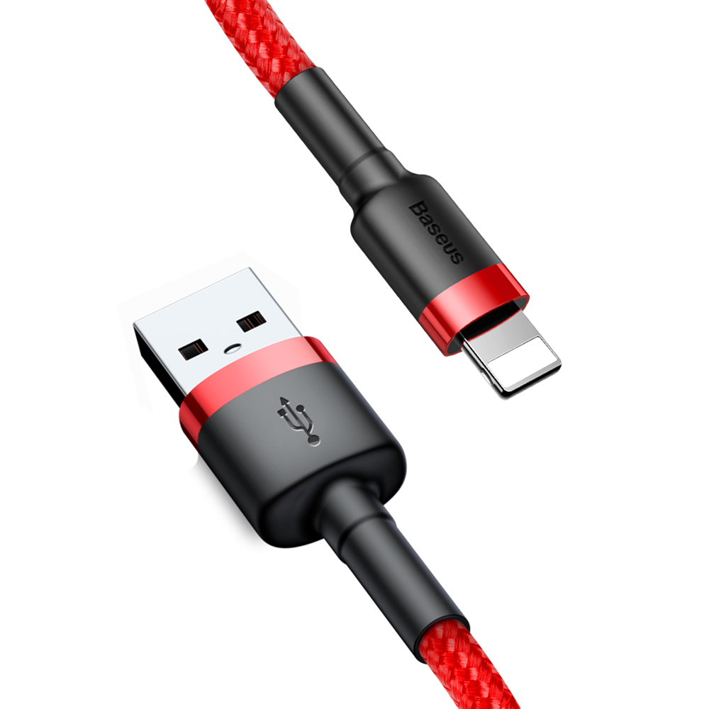 Kabel USB Baseus odolný nylonový kabel iPhone QC3.0 1.5A 2m červený CALKLF-C09