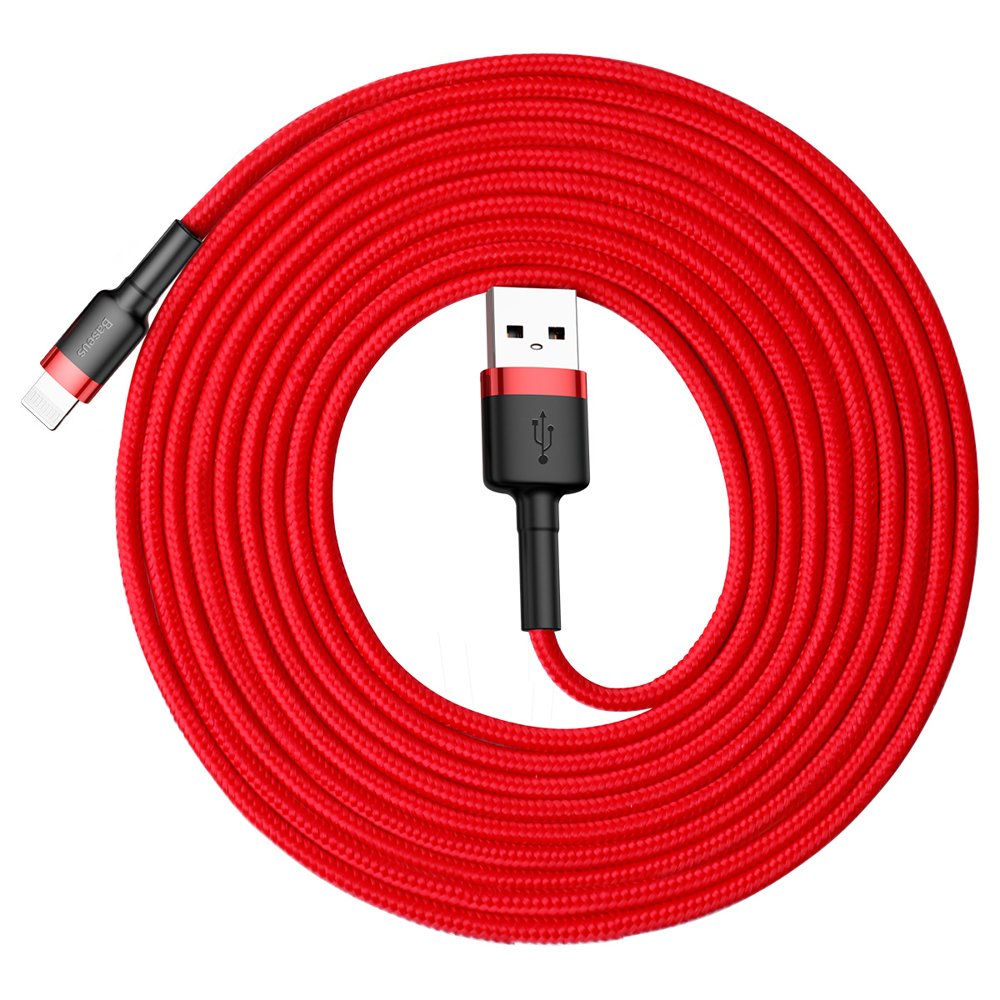 Nylonový kabel Baseus USB - lightning QC3.0 2A 3M červený Calklf-R09