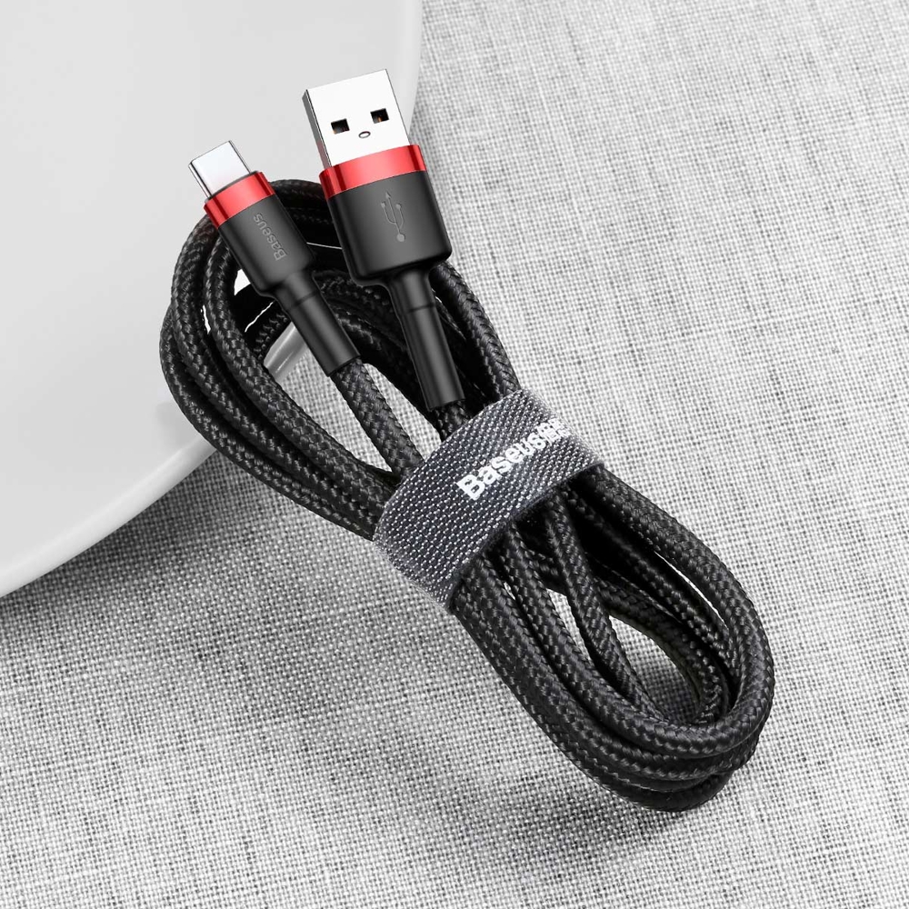 Kabel Baseus Cafule odolný nylonový kabel USB / USB-C QC3.0 3A 1M černo-červený Catklf-B91