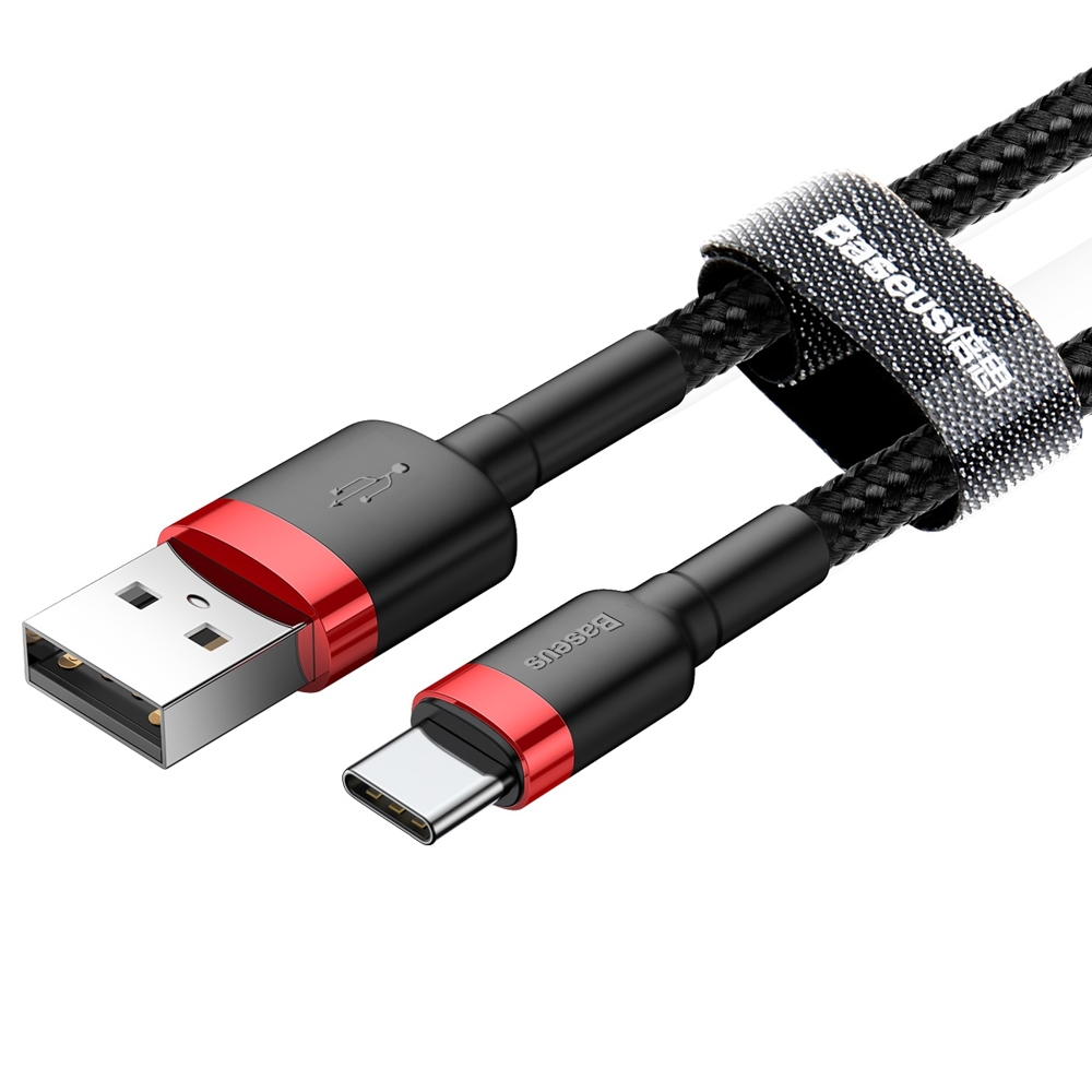 Kabel Baseus Cafule odolný nylonový kabel USB / USB-C QC3.0 3A 1M černo-červený Catklf-B91