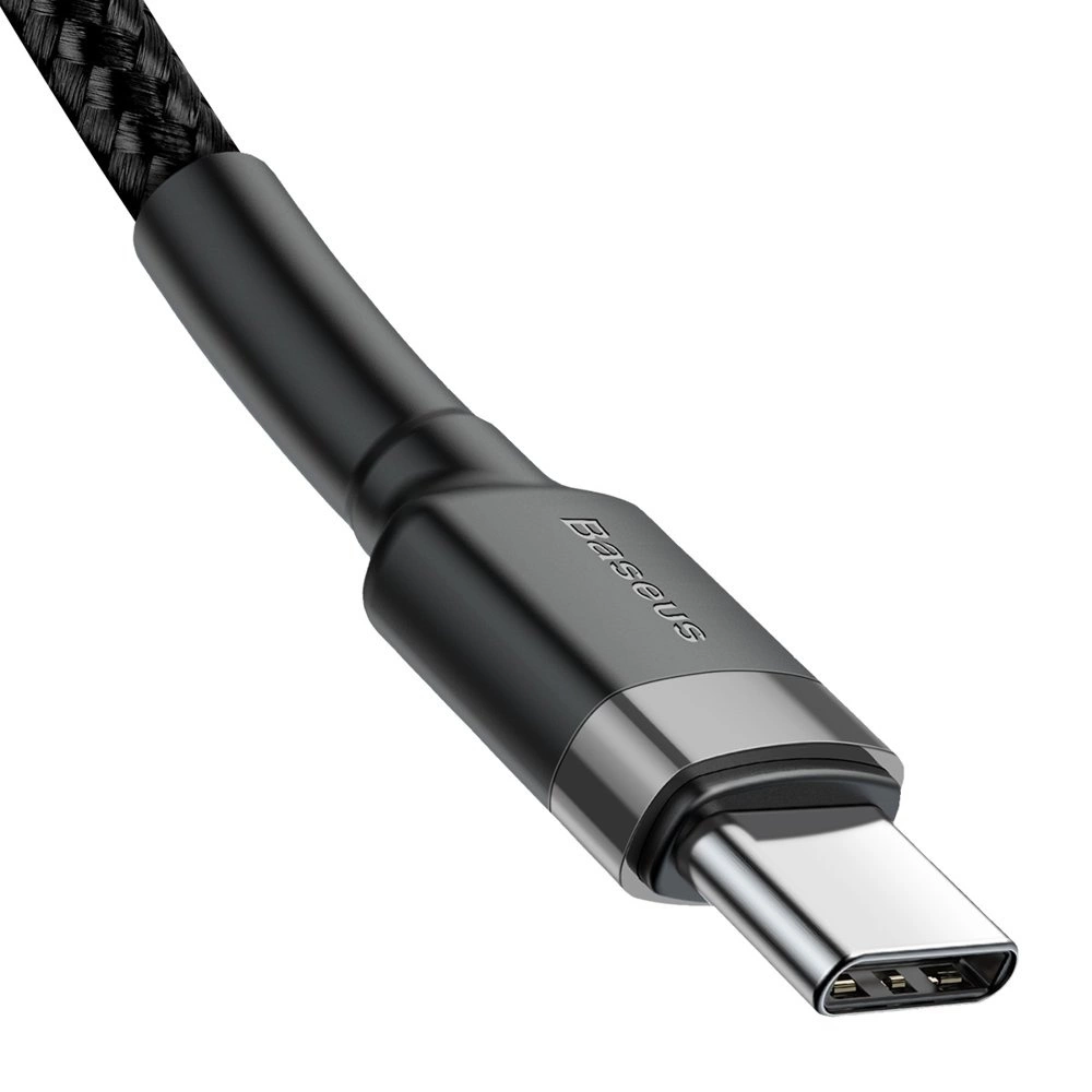 Nylonový kabel Baseus USB-C PD / USB-C PD PD2.0 60W 20V 3A QC3.0 1M černošedý Catklf-g91