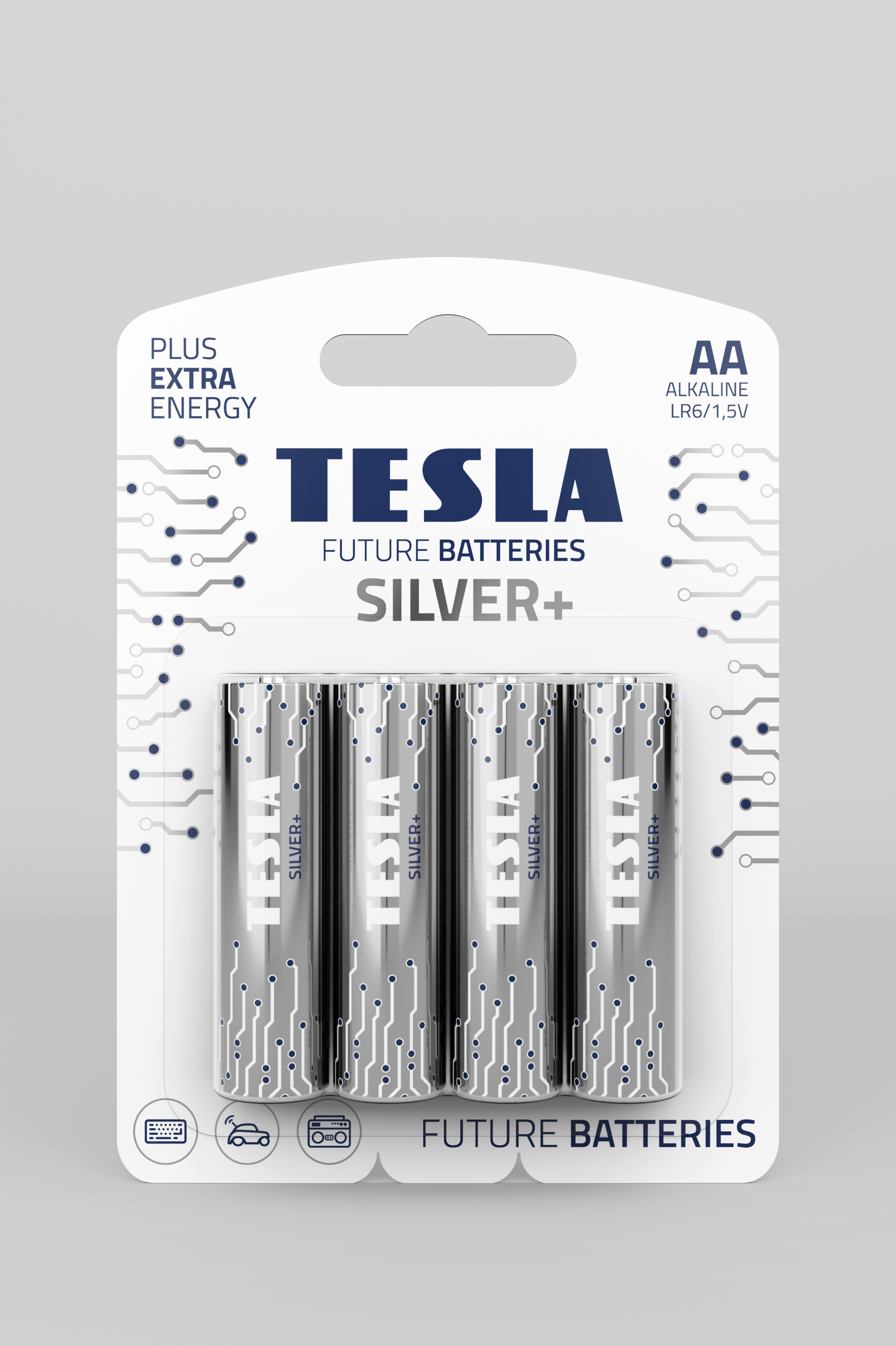 Alkalické baterie Tesla AA/LR6/1,5V 4kusy Silver+