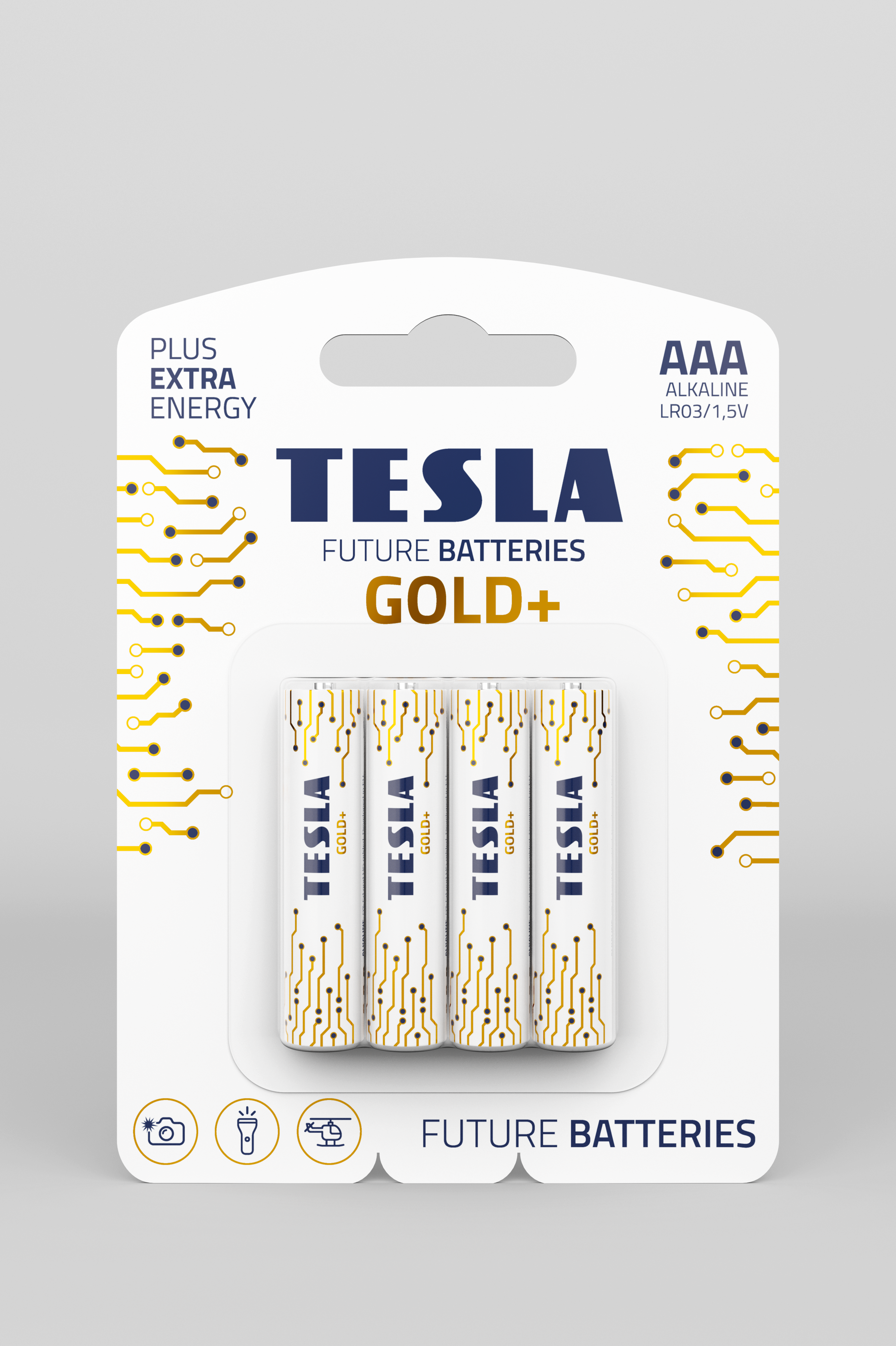 Alkalické baterie Tesla AAA/LR03/1,5V 4kusy Gold+