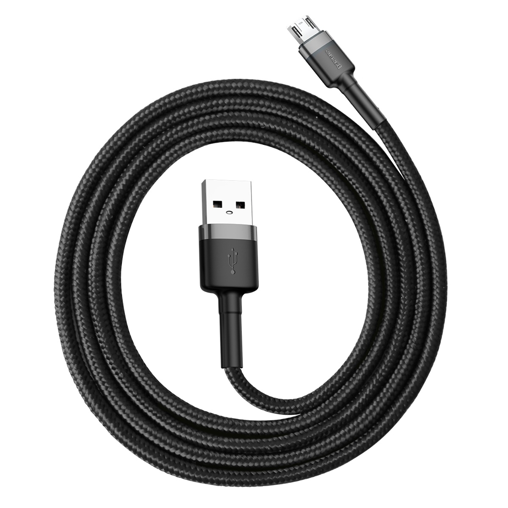 Baseus odolný nylonový kabel USB Cafule Cable Durable Nylon Braided Wire USB / micro USB QC3.0 2.4A 1M černo-šedý (CAMKLF-BG1)