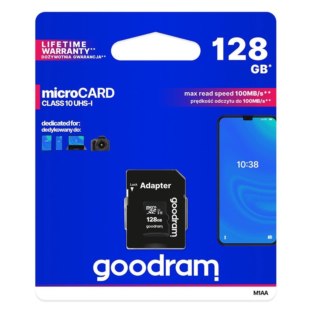 Paměťová karta Goodram micro SDHC 128GB CL10 UHS + adaptér