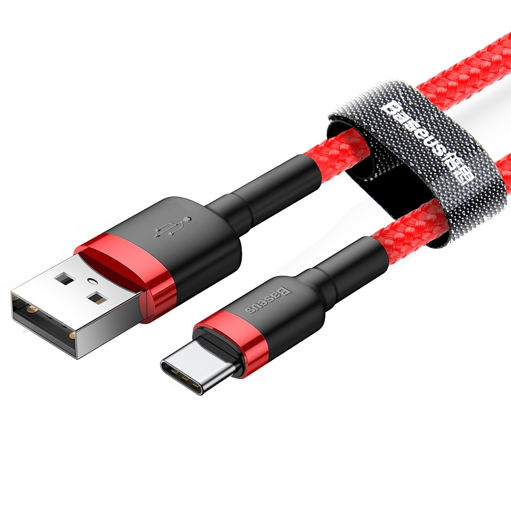 Baseus Cafule kabel odolný nylonový kabel USB / USB-C QC3.0 2A 2M červený CATKLF-C09