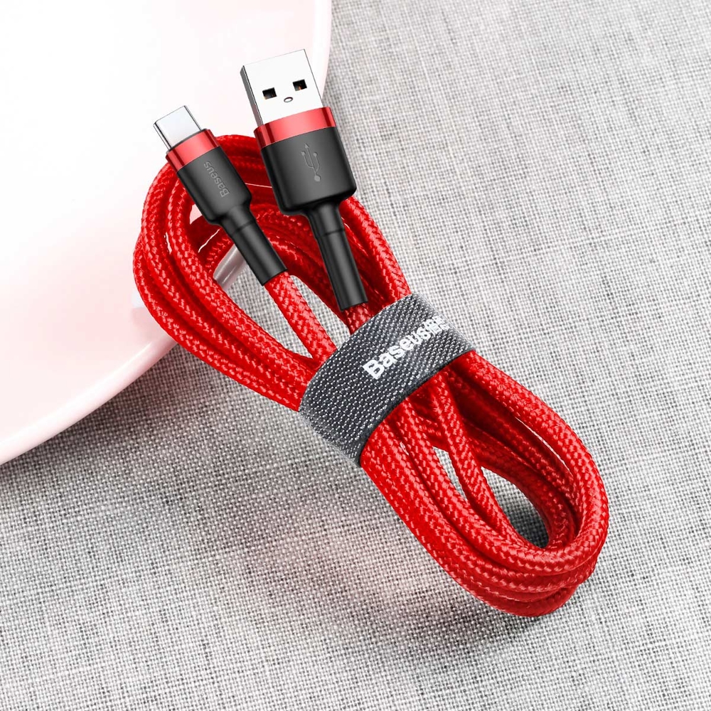 Baseus Cafule kabel odolný nylonový kabel USB / USB-C QC3.0 2A 2M červený CATKLF-C09
