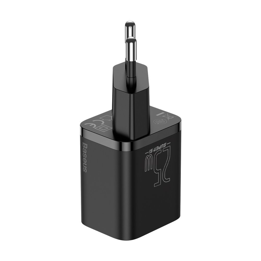 Rychlé napájení - síťová nabíječka Baseus EU USB Typ-C 25 W nabíječka černá + kabel USB typu C - kabel USB Typ-C TZCCSUP-L01