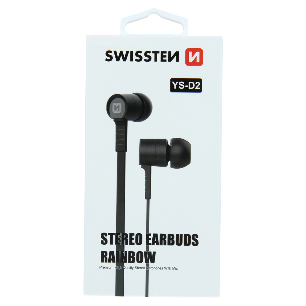 Swissten sluchátka earbuds rainbow YS-D2 černá
