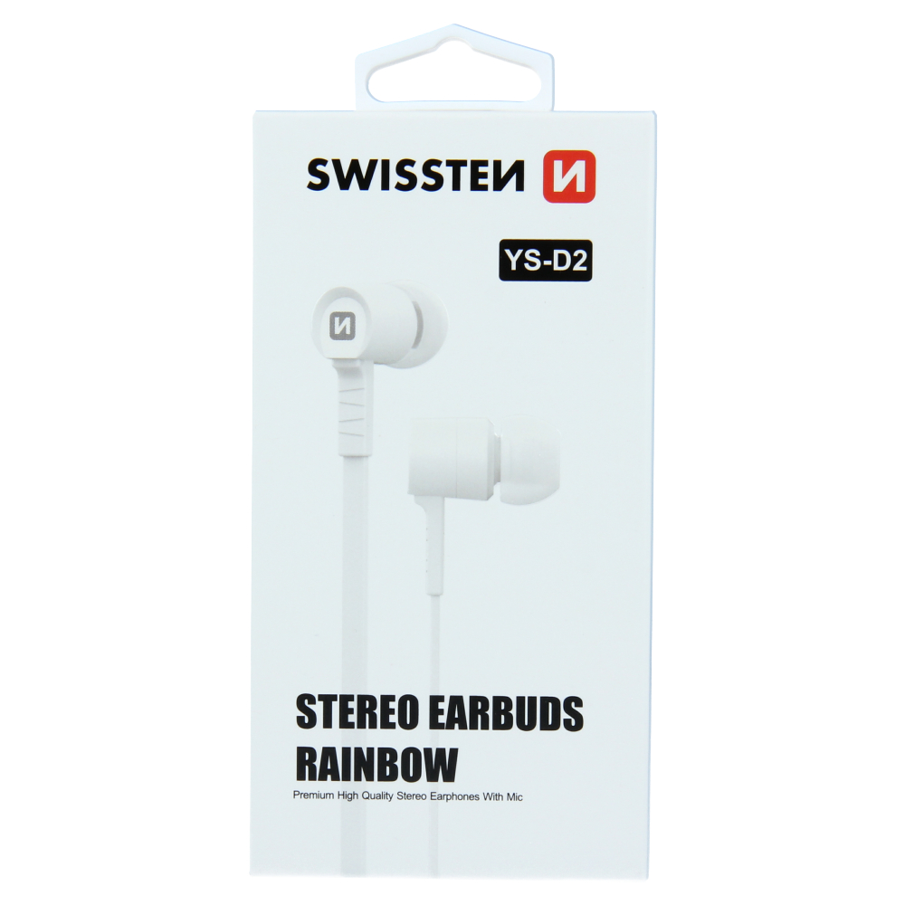 Swissten sluchátka earbuds rainbow YS-D2 bílá
