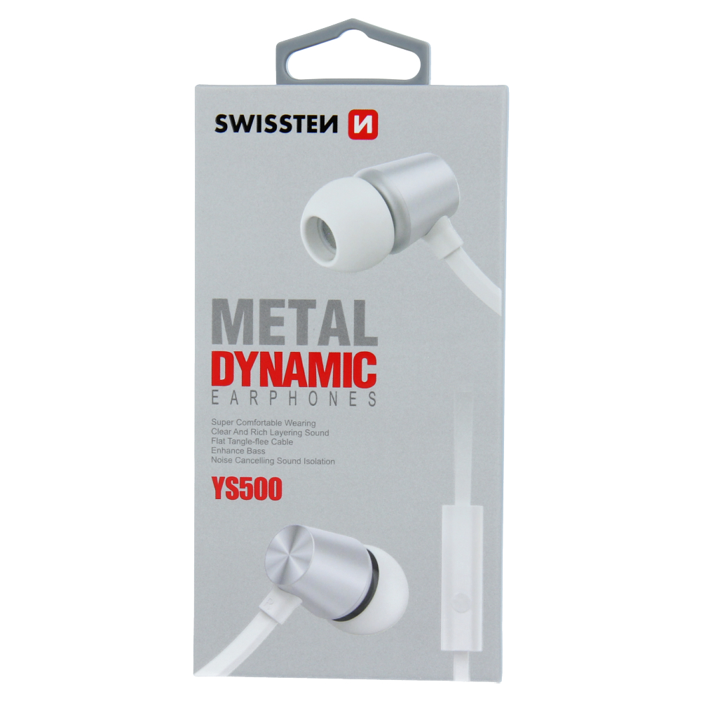 Swissten sluchátka Earbuds Dynamic YS500 stříbrno - bílá