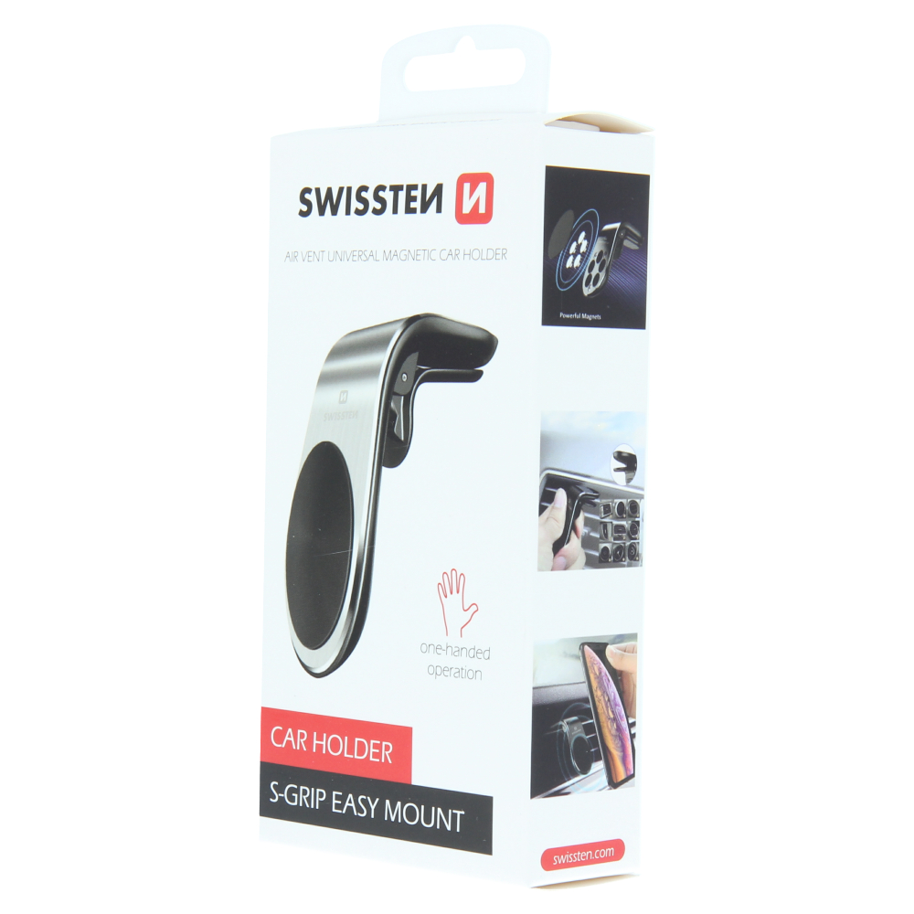Swissten magnetický držák do auta Easy mount stříbrný do ventilační mřížky