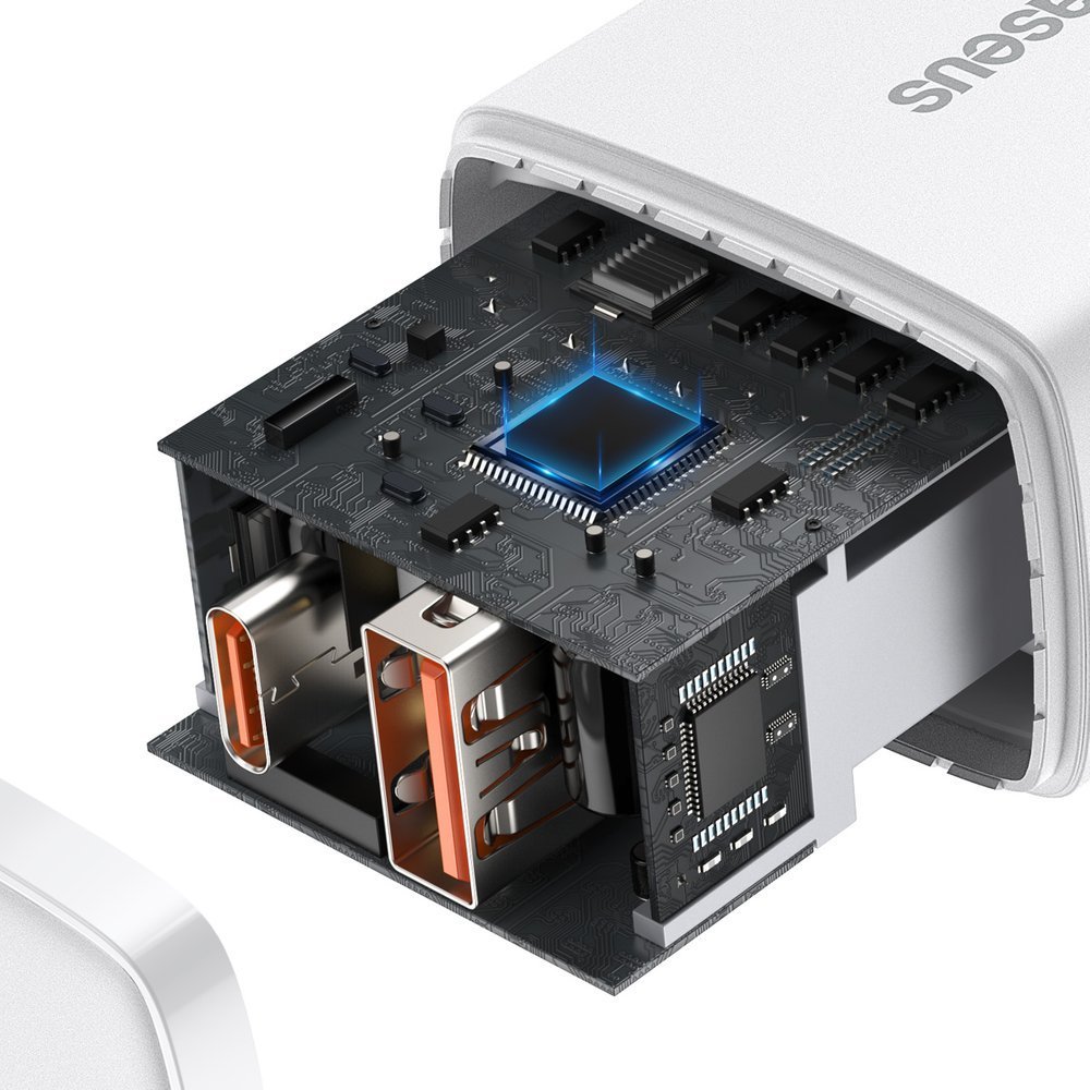 Baseus Kompaktní rychlá nabíječka USB / USB Typ C 20W 3A Power Delivery Quick Charge 3.0 CCXJ-B02 bílá