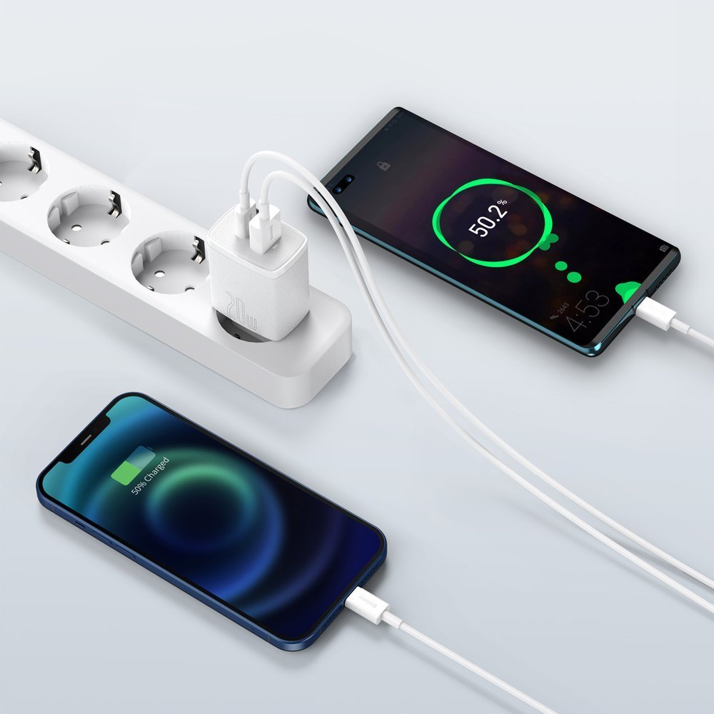 Baseus Kompaktní rychlá nabíječka USB / USB Typ C 20W 3A Power Delivery Quick Charge 3.0 CCXJ-B02 bílá