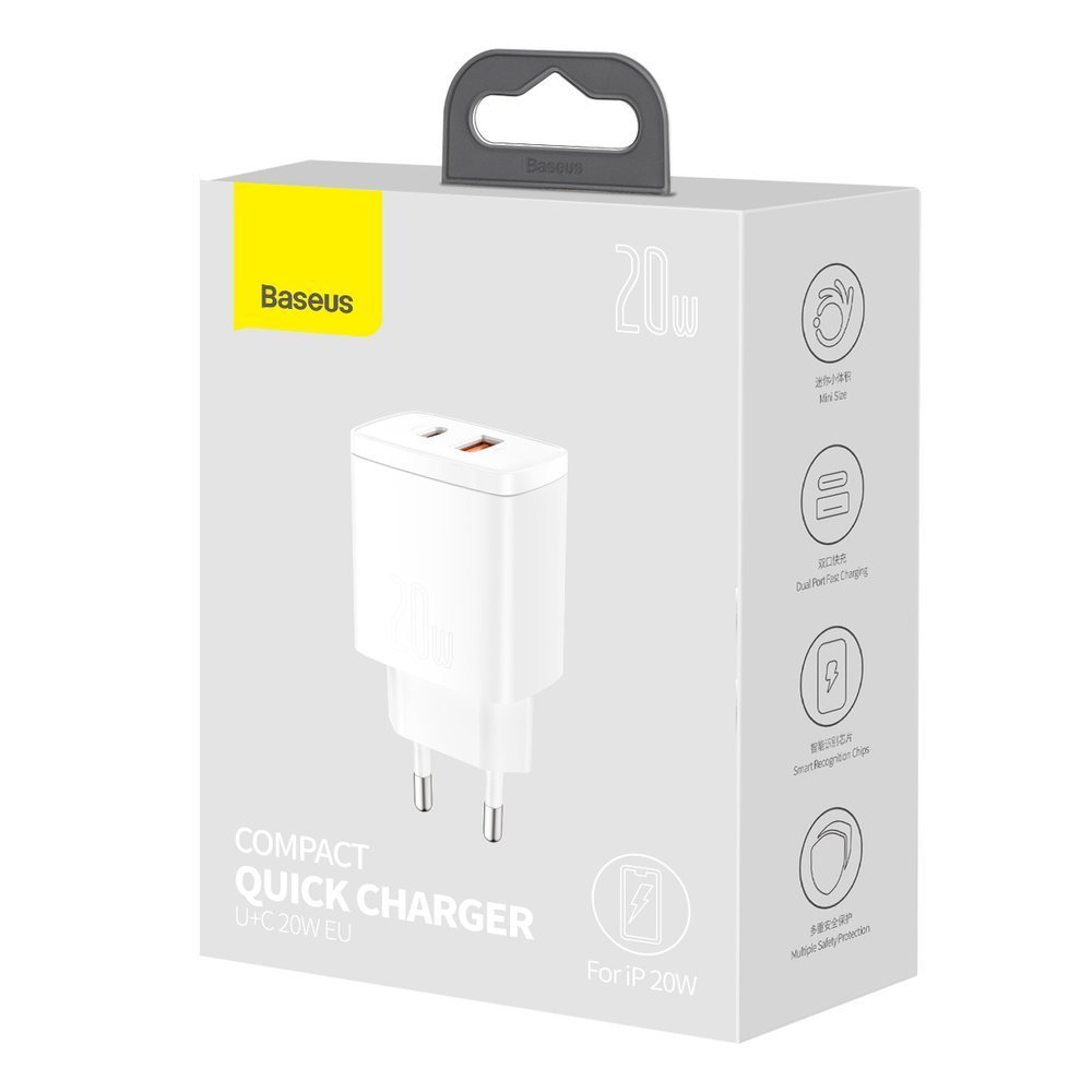 Baseus Kompaktní rychlá nabíječka USB / USB Typ C 20W 3A Power Delivery Quick Charge 3.0 CCXJ-B02 bílá