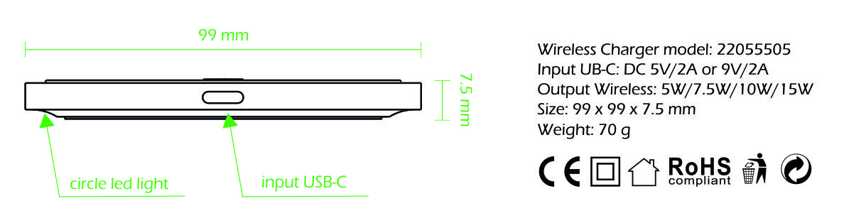 Swissten bezdrátová indukční nabíječka 15W bílá