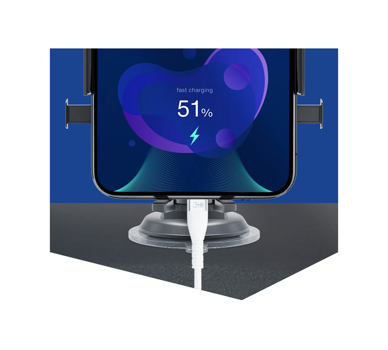 3MK Twist Automatický držák do auta Drive & Charge™ na čelní sklo i palubní desku - snadná montáž a demontáž držáku bez ztráty jeho adhezivních vlastností