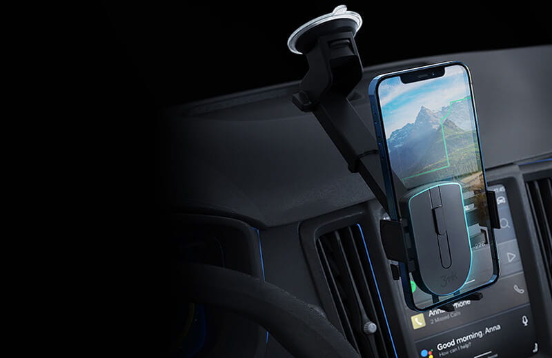 3MK Twist Automatický držák do auta Drive & Charge™ na čelní sklo i palubní desku - snadná montáž a demontáž držáku bez ztráty jeho adhezivních vlastností