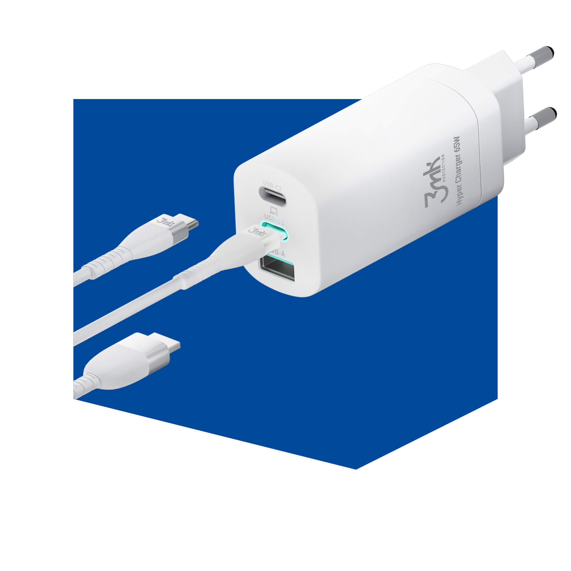 3MK Hyper Charger 65W - síťová nabíječka PD 3.0 QC 4.0 2x USB Typ-C - 1x USB-A
