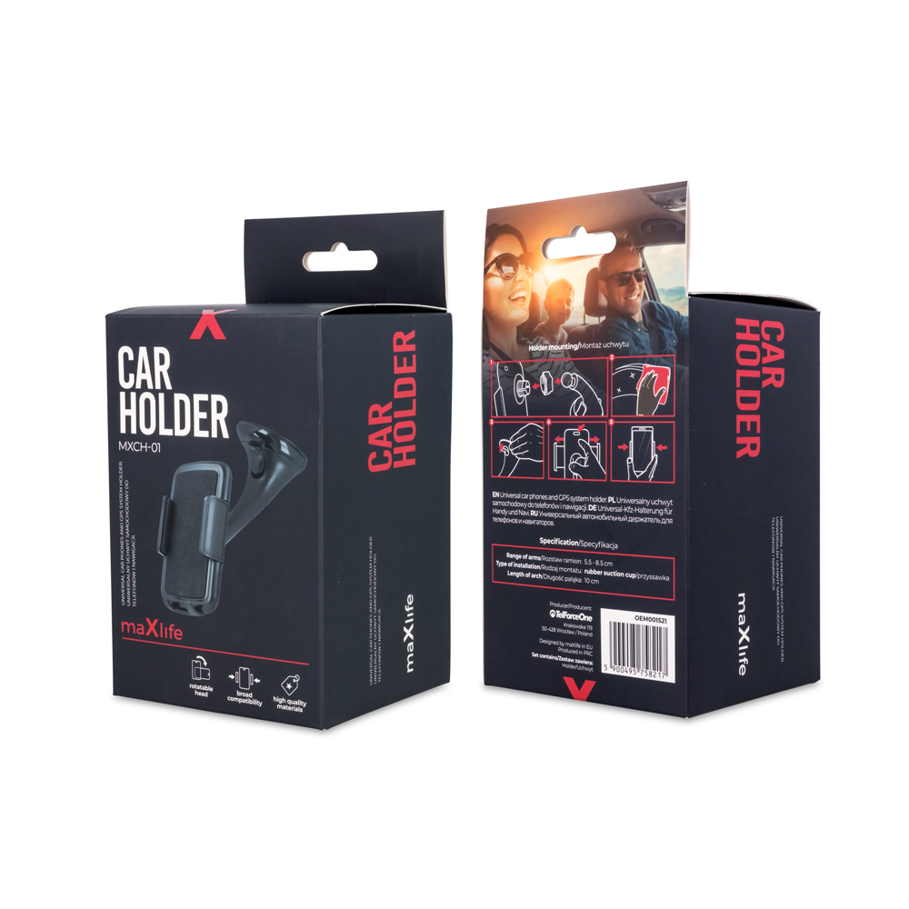 Univerzální držák do auta Maxlife MXCH-01 na čelní sklo černý