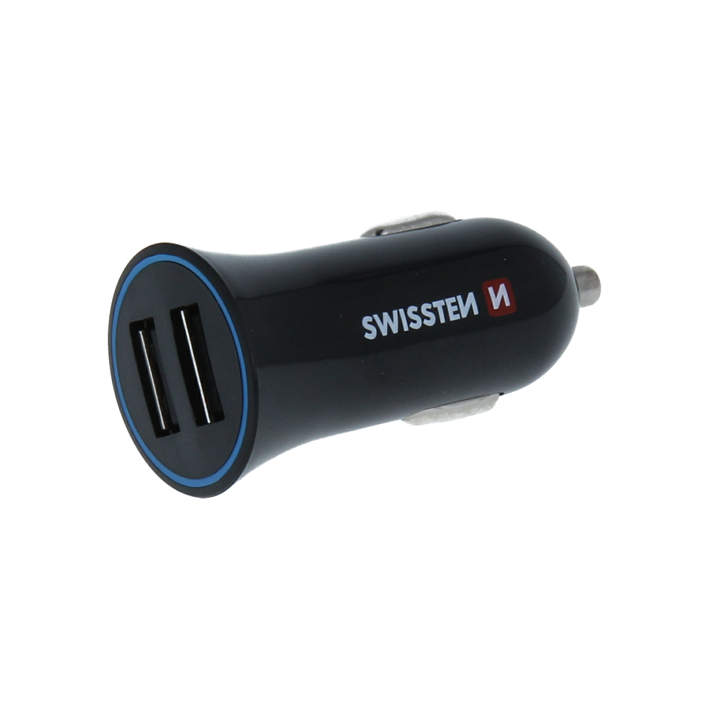 Swissten autonabíječka 2,4A napájení 2x USB + lightning kabel - adaptér do auta