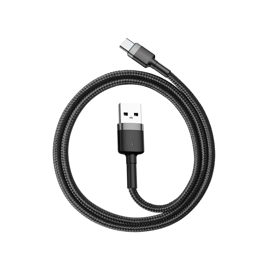Baseus nylonový USB kabel USB-C QC3.0 3A 0,5M černošedý CATKLF-AG1