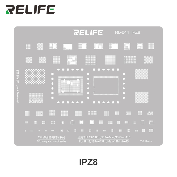 Šablona na opravu pro IC BGA iPhone 13 / 13 mini / 13 Pro / 13 Pro Max RELIFE RL-044 IPZ8