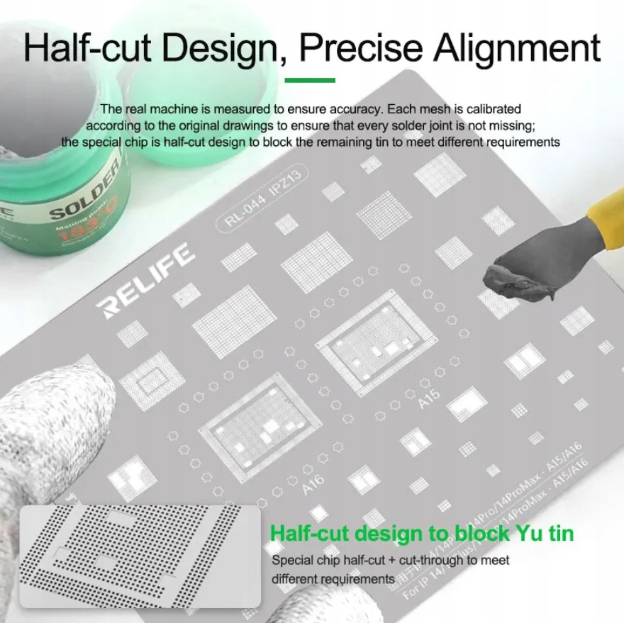 Šablona na opravu pro IC BGA iPhone 12 / 12 Pro / 12 Pro Max / 12 Mini RELIFE RL-044 IPZ7