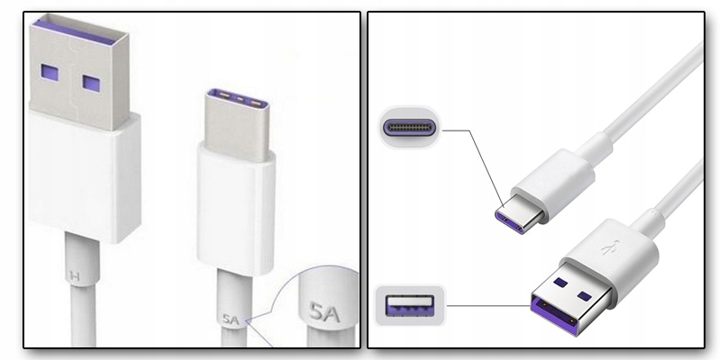 Originální kabel USB-C Huawei AP71 5A 1m bílý