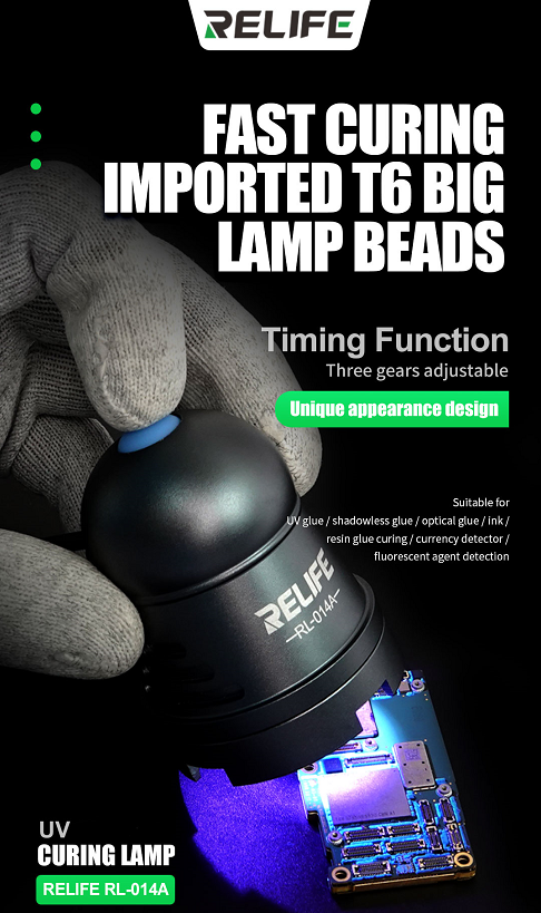 UV lampa RELIFE RL-014A na vytvrzování lepidel a UV mask na povrchu základních desek