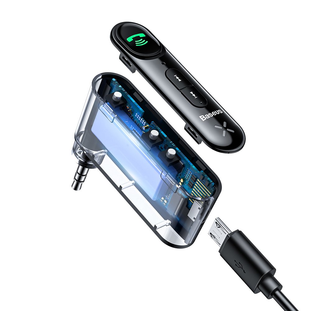 FM transmitter - audiopříjmač Baseus Qiyin Bluetooth audio receiver AUX mini jack WXQY-01 černý