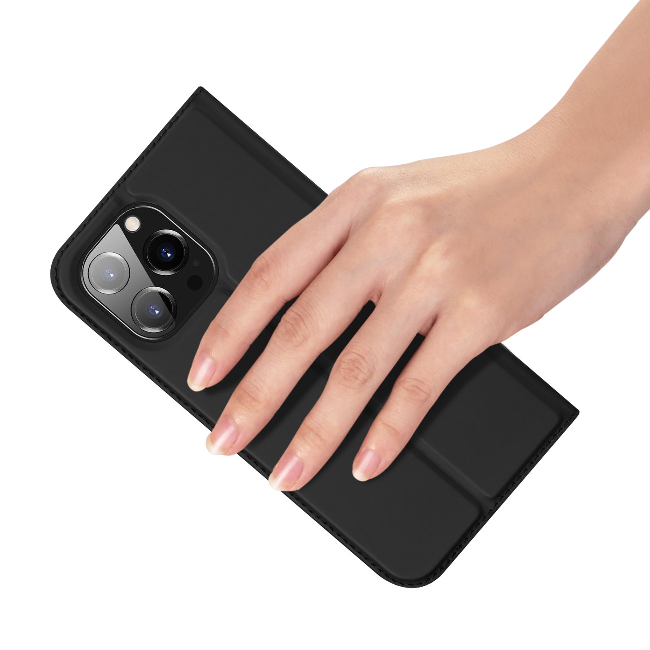 Obal iPhone 15 Pro Max černé Dux Ducis Skin Pro flipové a peněženkové pouzdro - flip- kniha