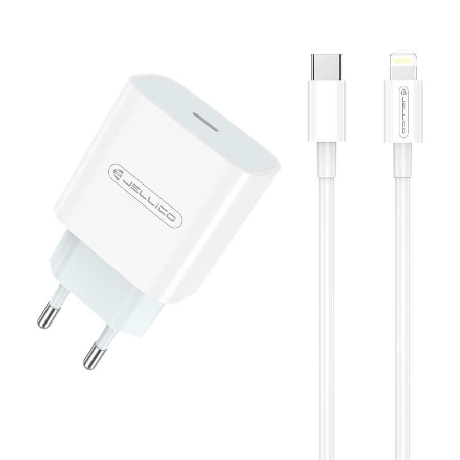 Jellico síťová nabíječkaAK180 PD 20W USB-C+ kabel USB-C / Lightning bílá