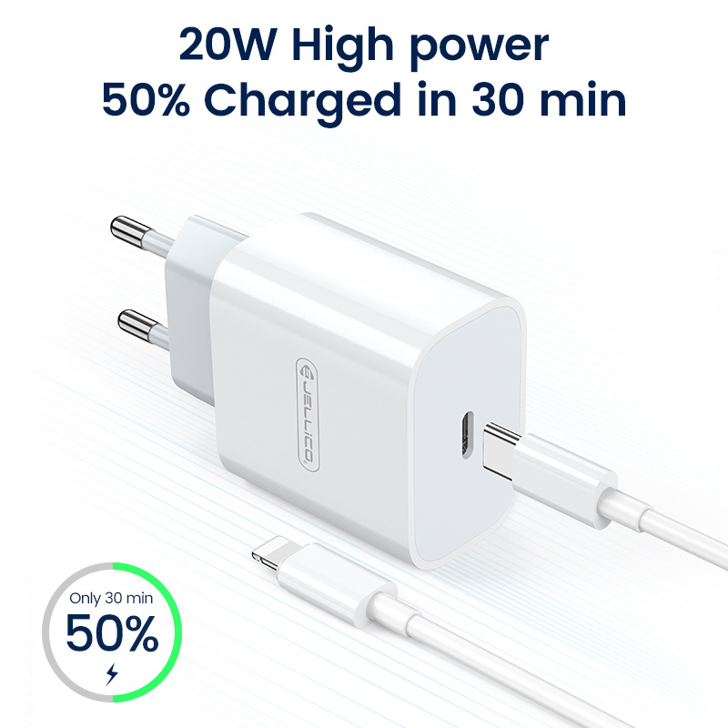 Jellico síťová nabíječkaAK180 PD 20W USB-C+ kabel USB-C / Lightning bílá